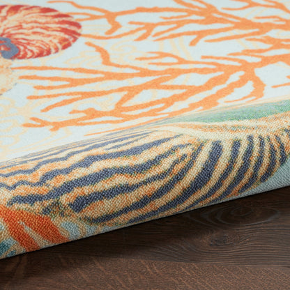 Waverly Sun &amp; Shade Shore Thing Teppich für drinnen und draußen, tropische Muscheln, Blumenmuster