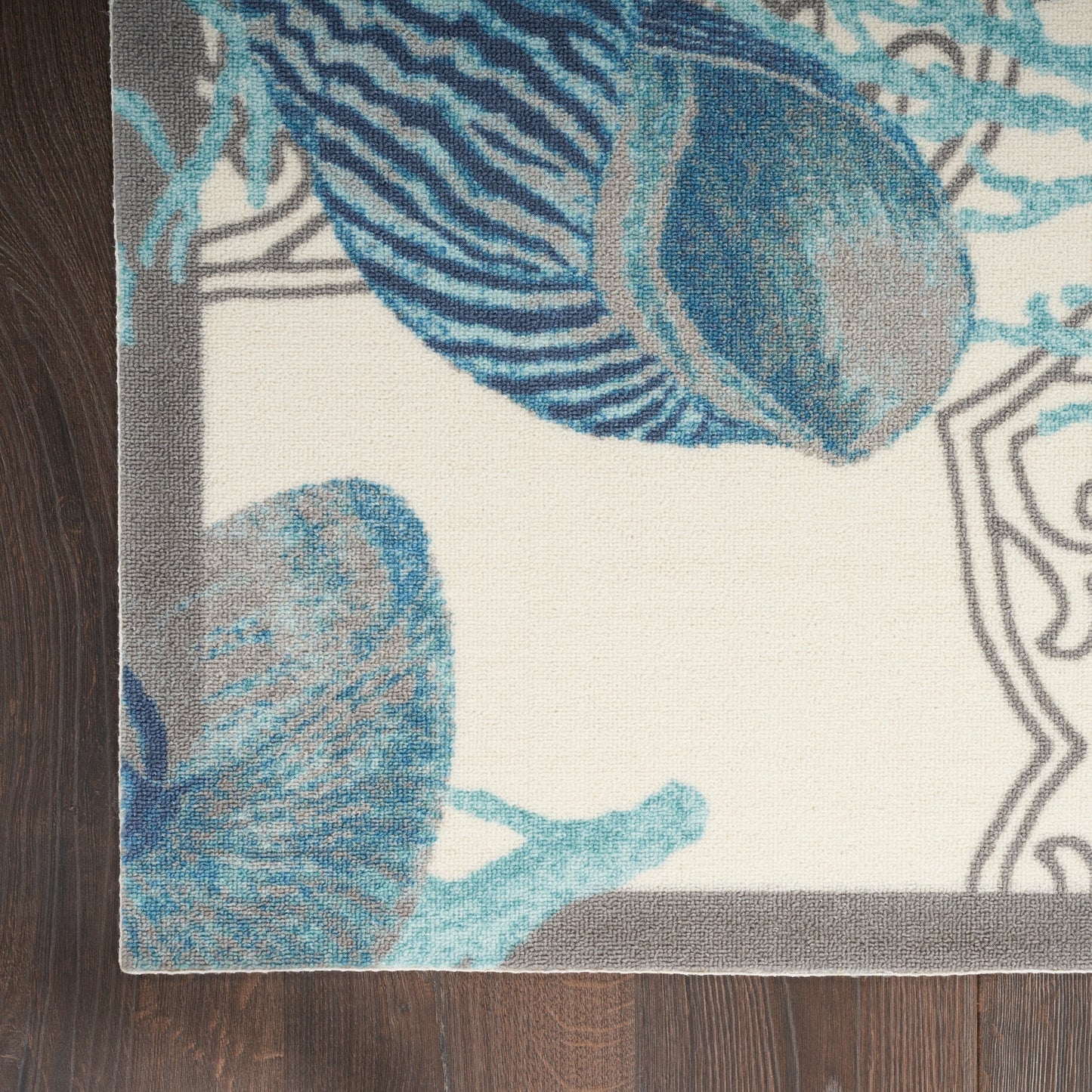 Waverly Sun &amp; Shade Shore Thing Teppich für drinnen und draußen, tropische Muscheln, Blumenmuster