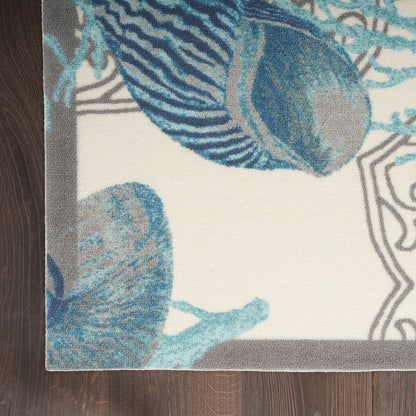 Waverly Sun &amp; Shade Shore Thing Teppich für drinnen und draußen, tropische Muscheln, Blumenmuster