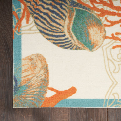 Waverly Sun &amp; Shade Shore Thing Teppich für drinnen und draußen, tropische Muscheln, Blumenmuster
