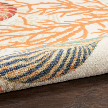 Waverly Sun &amp; Shade Shore Thing Teppich für drinnen und draußen, tropische Muscheln, Blumenmuster