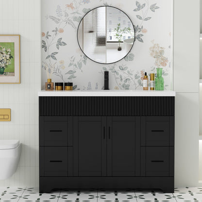 Wavy Line 30/36/48 Badezimmer-Waschtisch-Set mit Waschbecken und Wasserhahn