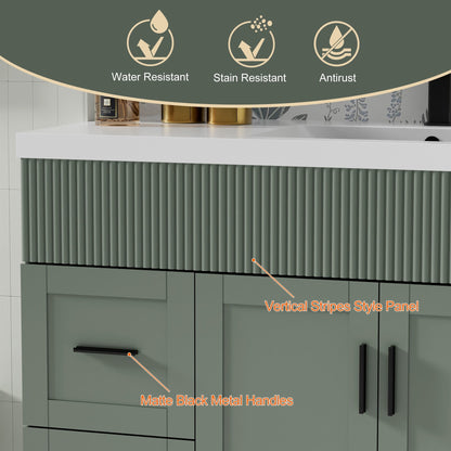 Wavy Line 30/36/48 Badezimmer-Waschtisch-Set mit Waschbecken und Wasserhahn