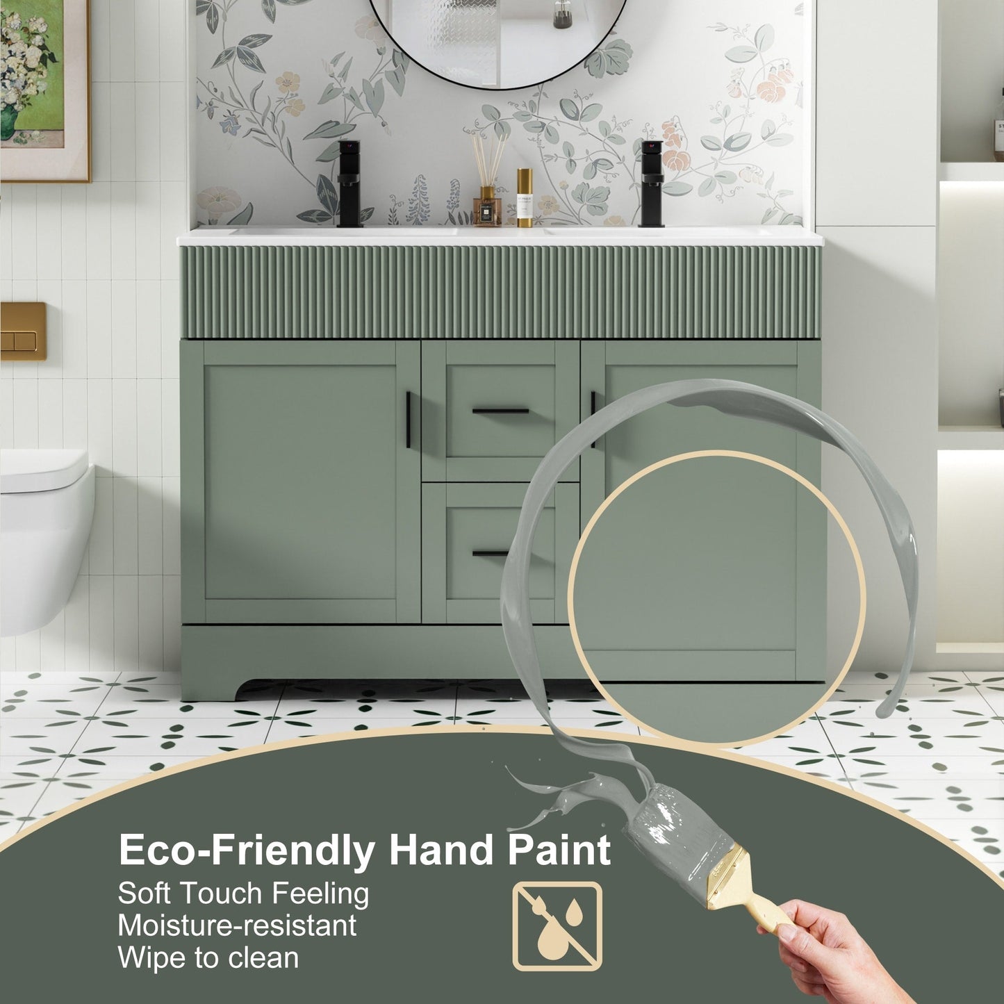 Wavy Line 30/36/48 Badezimmer-Waschtisch-Set mit Waschbecken und Wasserhahn