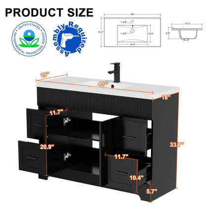 Wavy Line 30/36/48 Badezimmer-Waschtisch-Set mit Waschbecken und Wasserhahn