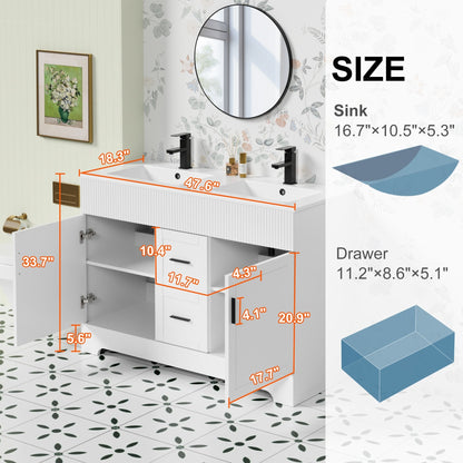 Wavy Line 30/36/48 Badezimmer-Waschtisch-Set mit Waschbecken und Wasserhahn