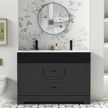 Wavy Line 30/36/48 Badezimmer-Waschtisch-Set mit Waschbecken und Wasserhahn