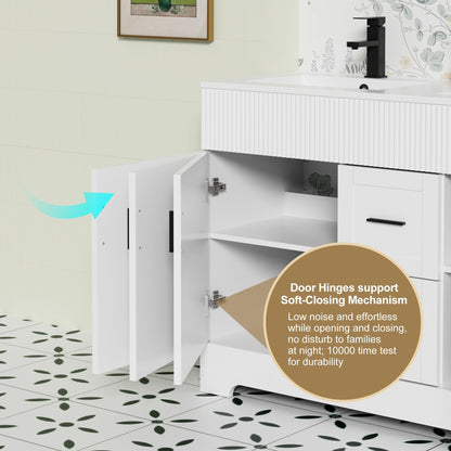 Wavy Line 30/36/48 Badezimmer-Waschtisch-Set mit Waschbecken und Wasserhahn