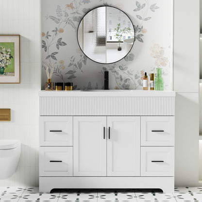 Wavy Line 30/36/48 Badezimmer-Waschtisch-Set mit Waschbecken und Wasserhahn