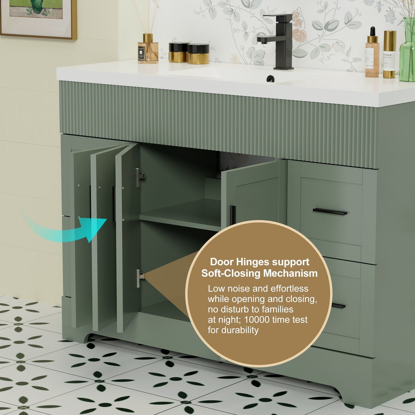 Wavy Line 30/36/48 Badezimmer-Waschtisch-Set mit Waschbecken und Wasserhahn