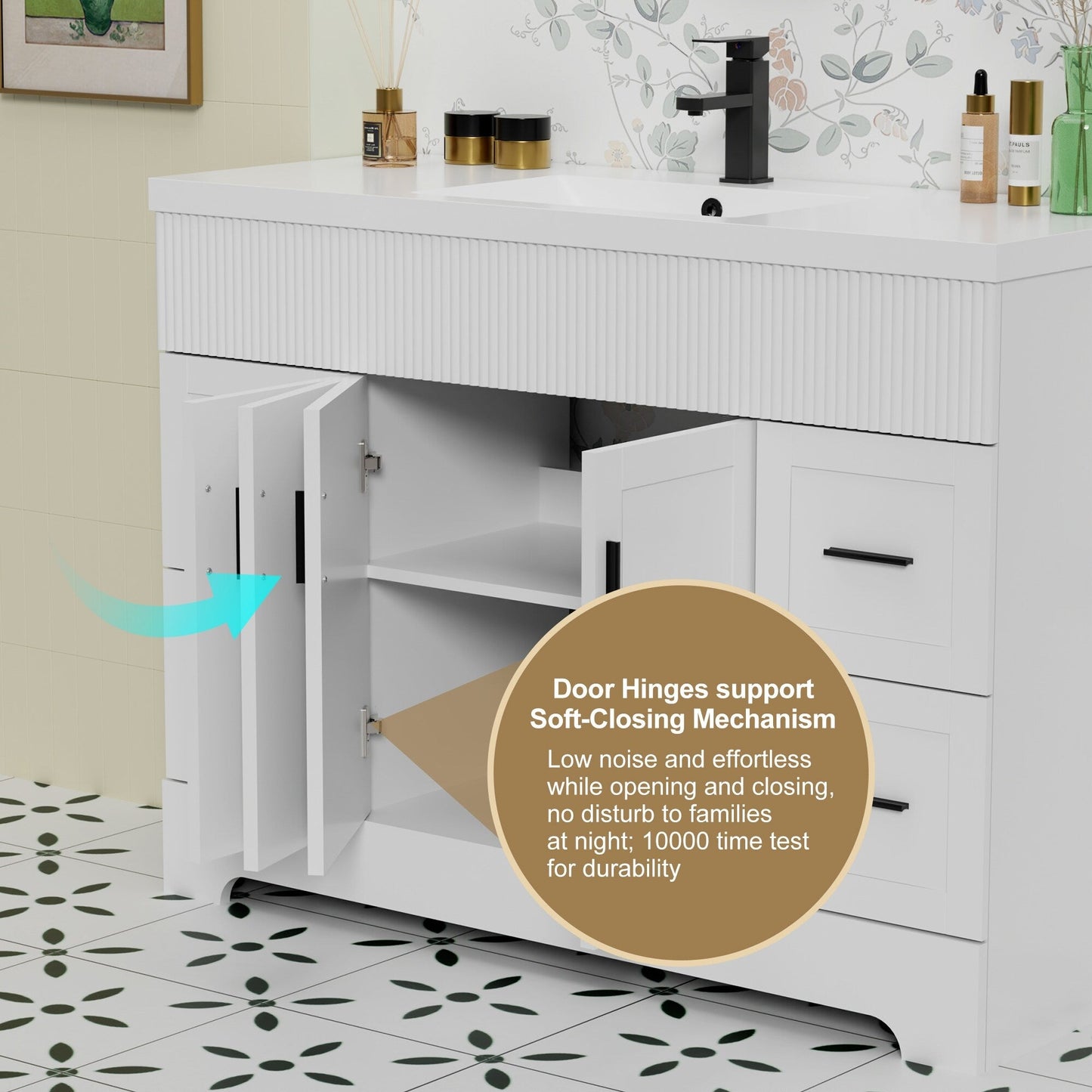 Wavy Line 30/36/48 Badezimmer-Waschtisch-Set mit Waschbecken und Wasserhahn