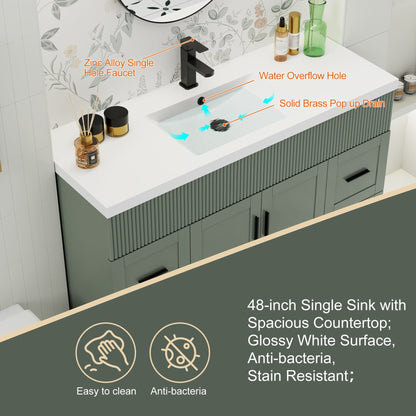 Wavy Line 30/36/48 Badezimmer-Waschtisch-Set mit Waschbecken und Wasserhahn