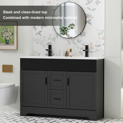 Wavy Line 30/36/48 Badezimmer-Waschtisch-Set mit Waschbecken und Wasserhahn