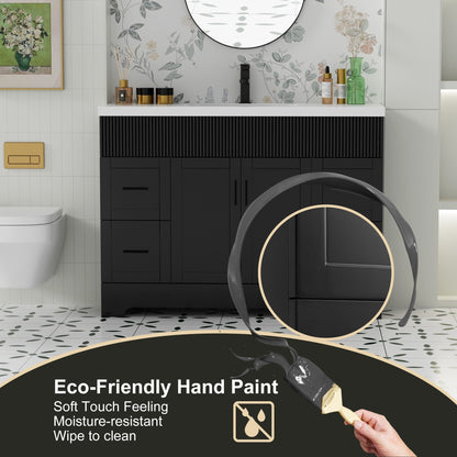 Wavy Line 30/36/48 Badezimmer-Waschtisch-Set mit Waschbecken und Wasserhahn
