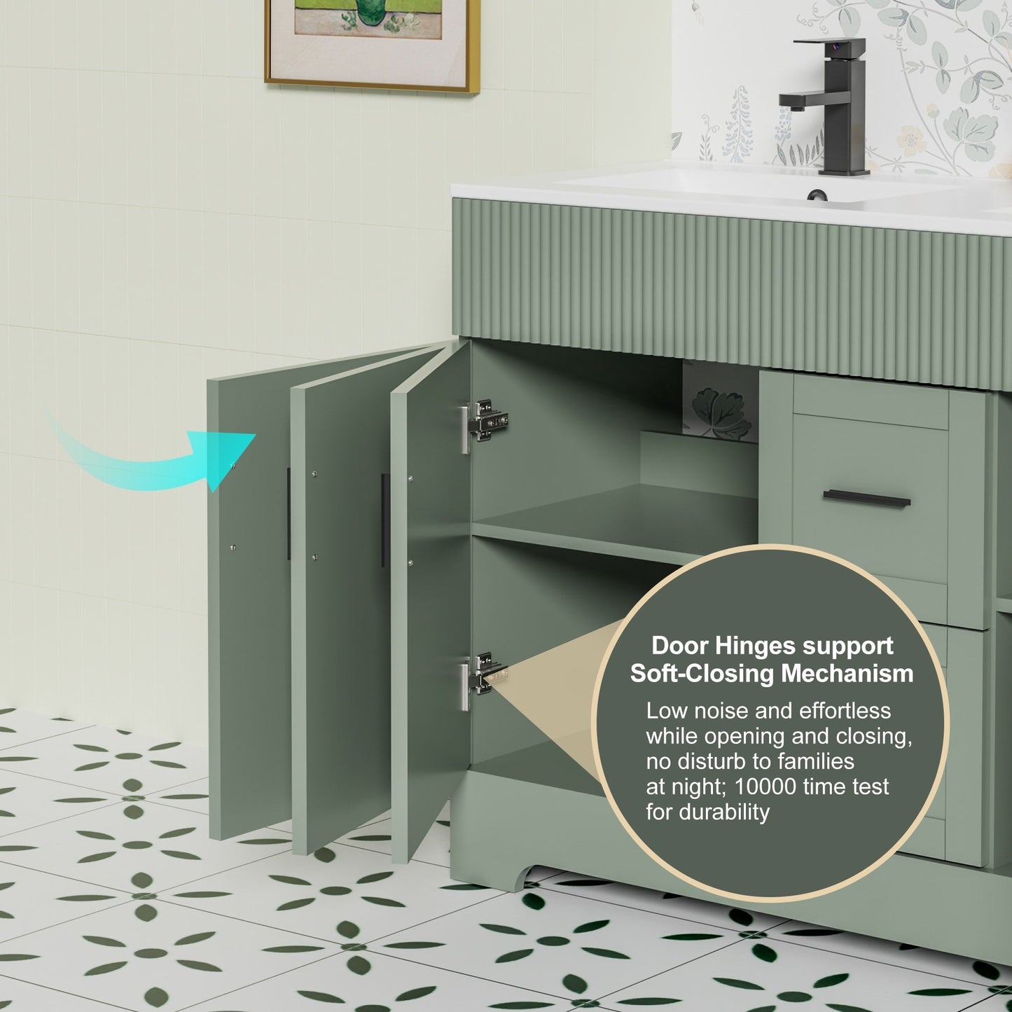 Wavy Line 30/36/48 Badezimmer-Waschtisch-Set mit Waschbecken und Wasserhahn