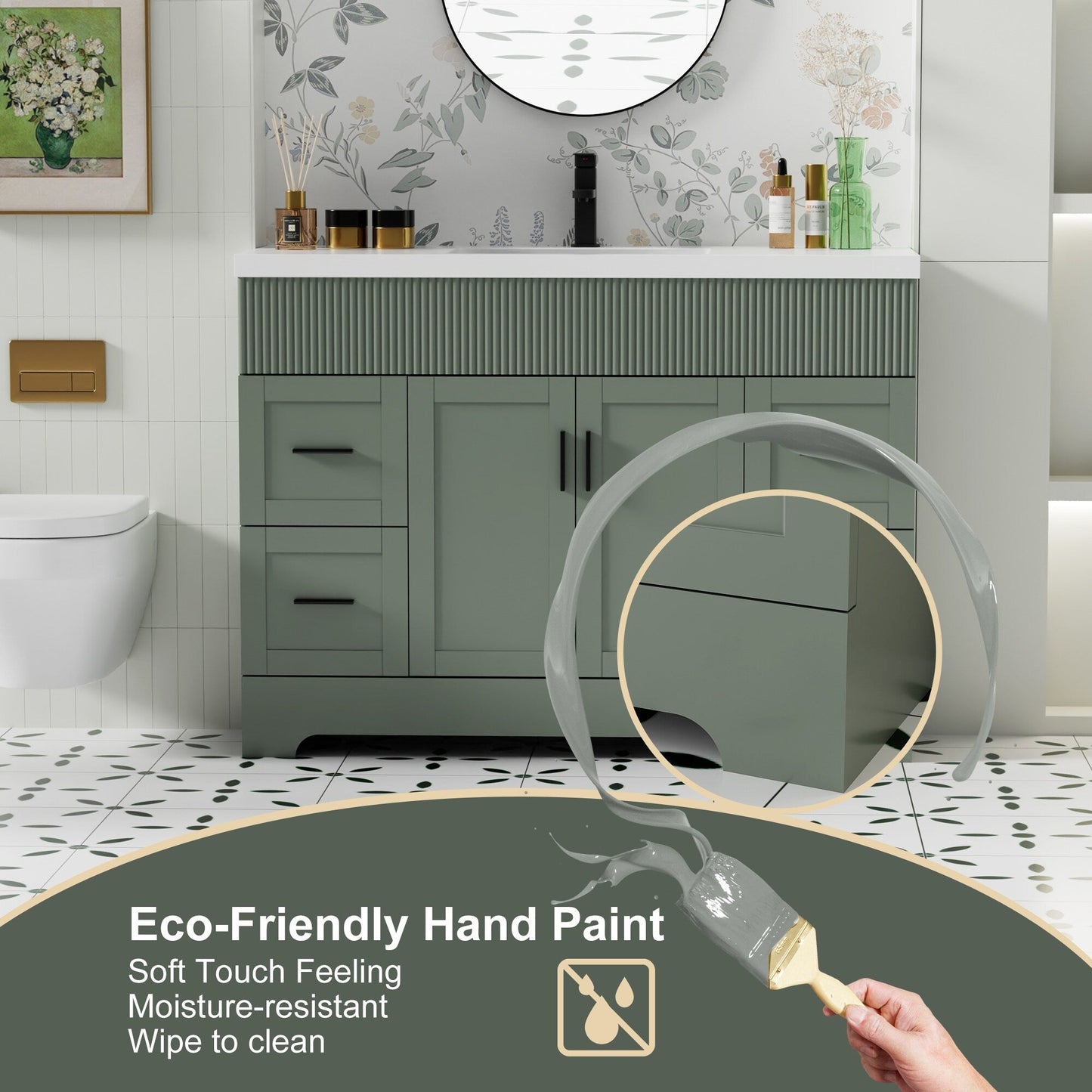 Wavy Line 30/36/48 Badezimmer-Waschtisch-Set mit Waschbecken und Wasserhahn