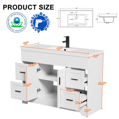 Wavy Line 30/36/48 Badezimmer-Waschtisch-Set mit Waschbecken und Wasserhahn