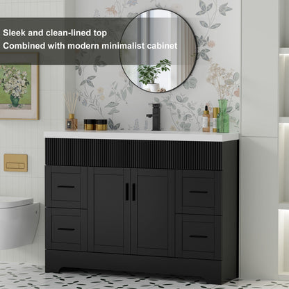 Wavy Line 30/36/48 Badezimmer-Waschtisch-Set mit Waschbecken und Wasserhahn