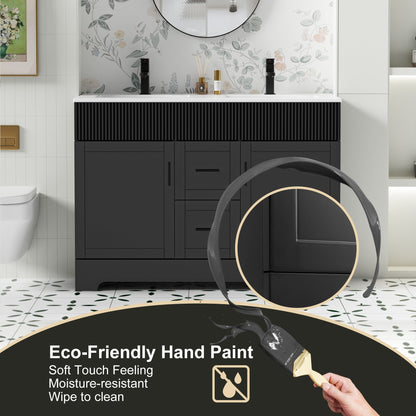 Wavy Line 30/36/48 Badezimmer-Waschtisch-Set mit Waschbecken und Wasserhahn