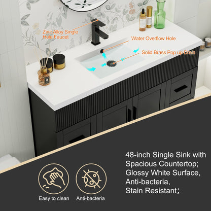 Wavy Line 30/36/48 Badezimmer-Waschtisch-Set mit Waschbecken und Wasserhahn