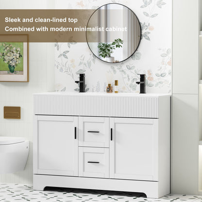 Wavy Line 30/36/48 Badezimmer-Waschtisch-Set mit Waschbecken und Wasserhahn