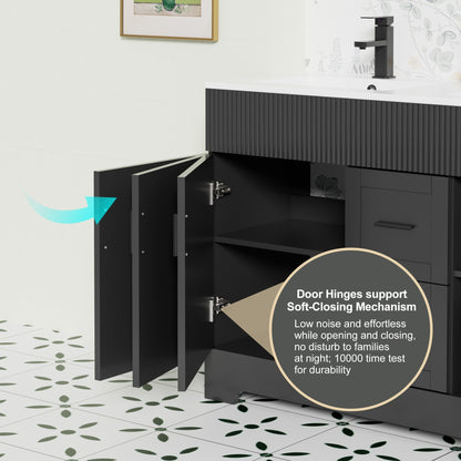 Wavy Line 30/36/48 Badezimmer-Waschtisch-Set mit Waschbecken und Wasserhahn