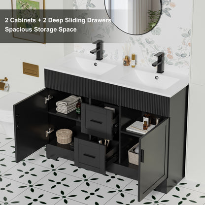 Wavy Line 30/36/48 Badezimmer-Waschtisch-Set mit Waschbecken und Wasserhahn