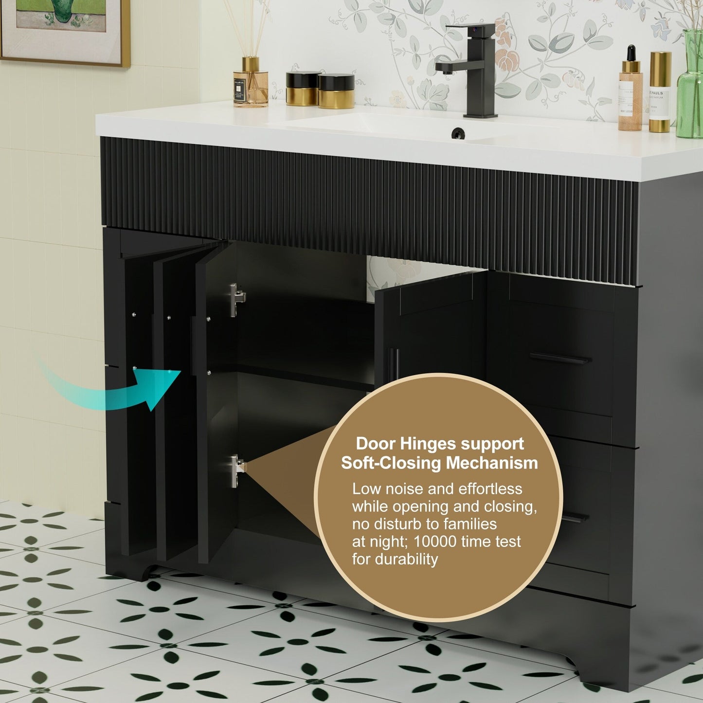 Wavy Line 30/36/48 Badezimmer-Waschtisch-Set mit Waschbecken und Wasserhahn