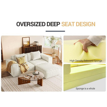 White 118 Inch 3 Seater Modular Sofa Bed with Footrest