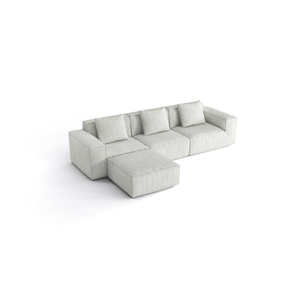 White 118 Inch 3 Seater Modular Sofa Bed with Footrest