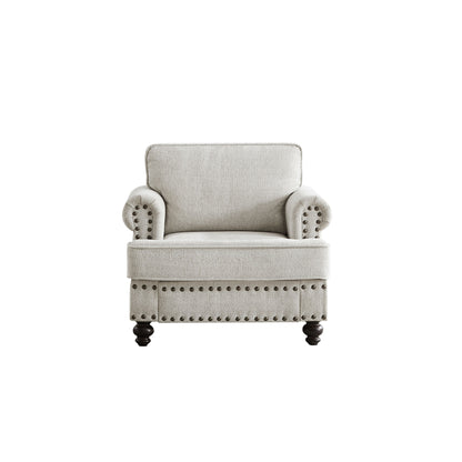 White 37'' Modern 1-Seater Sofa with Nailhead Trim and Armrests