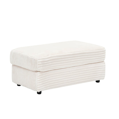 White 39.37 Corduroy Upholstered Single Armchair Sofa with Ottoman and Cup Holder for Lving Room