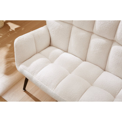 White 52 Teddy Loveseat Sofa with Quilting Backs and Hardwood Frame for Living Room.
