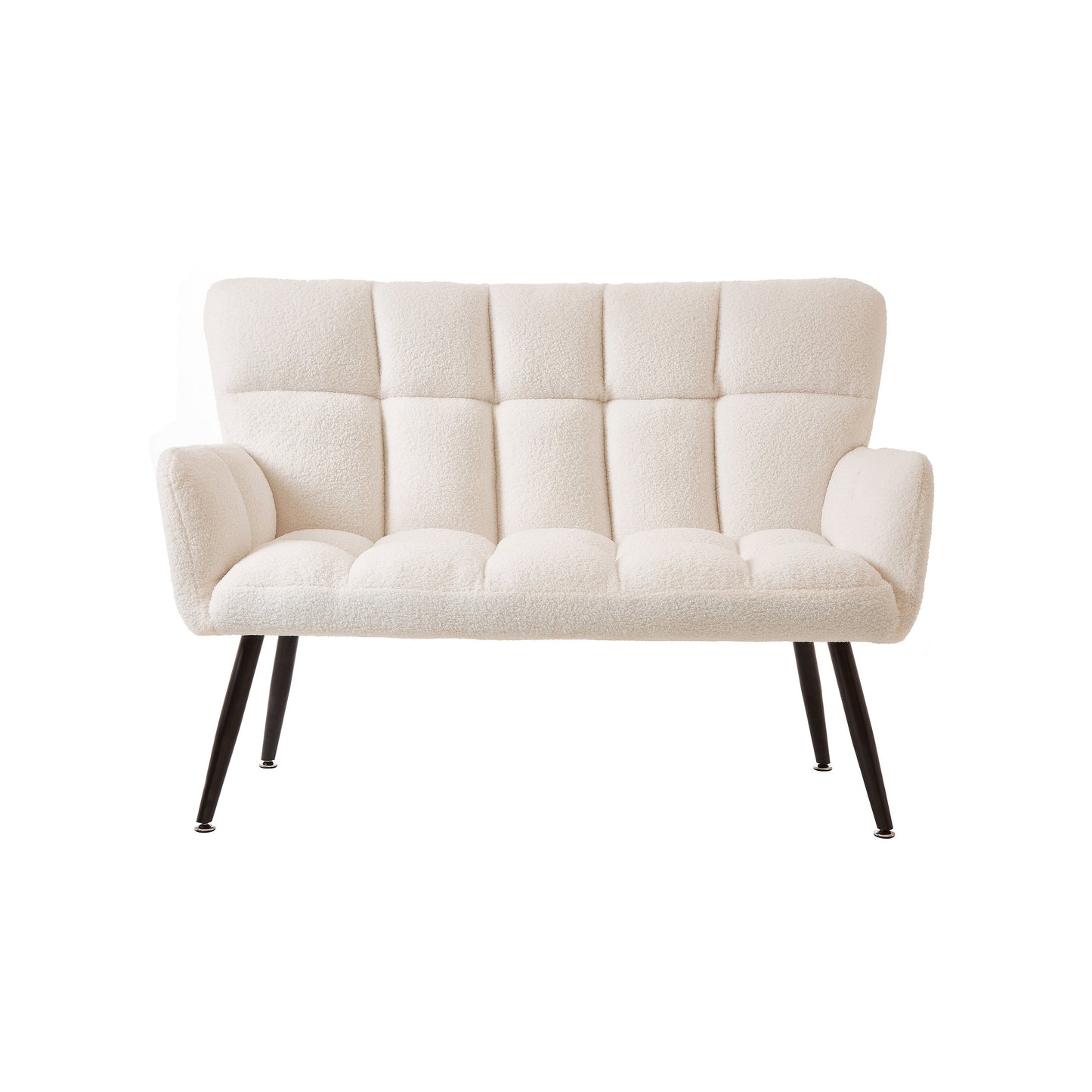 White 52 Teddy Loveseat Sofa with Quilting Backs and Hardwood Frame for Living Room.