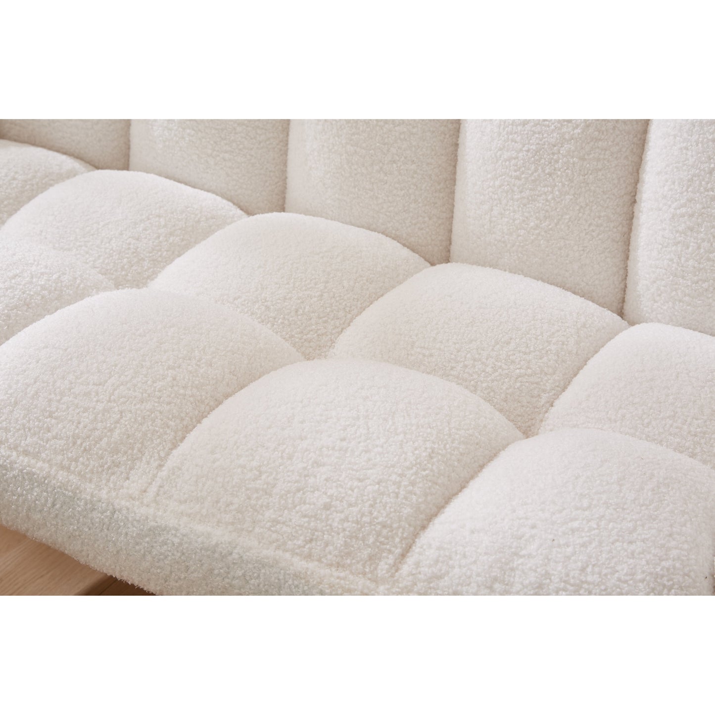 White 52 Teddy Loveseat Sofa with Quilting Backs and Hardwood Frame for Living Room.