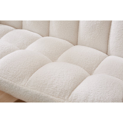 White 52 Teddy Loveseat Sofa with Quilting Backs and Hardwood Frame for Living Room.