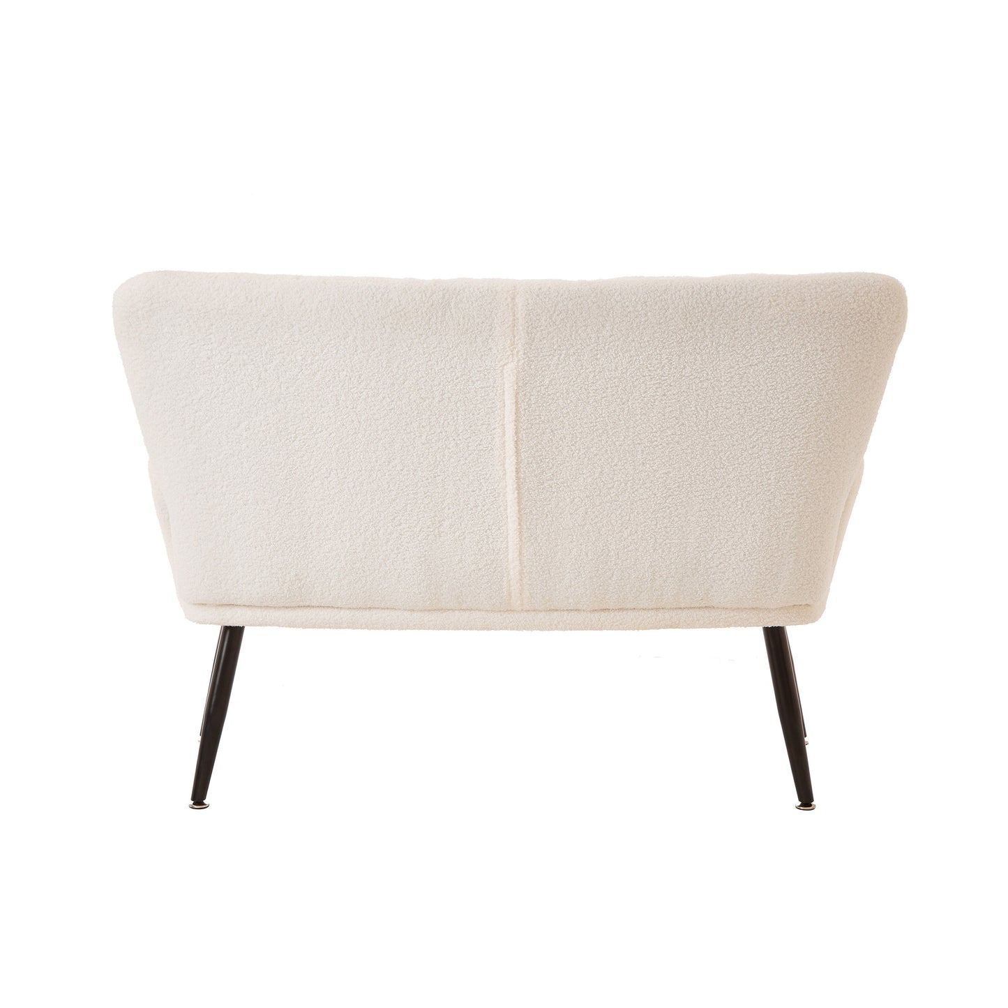 White 52 Teddy Loveseat Sofa with Quilting Backs and Hardwood Frame for Living Room.