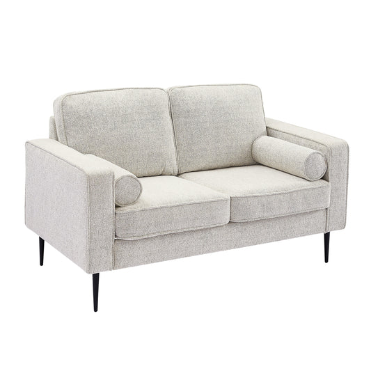 White 56.69 High-Tech Fabric Upholstered Sofa with 2 Pillows for Living Room