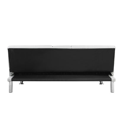 White 66.1 PVC Loveseat Sofa Bed with Wood Frame and Stainless Leg for Living Room