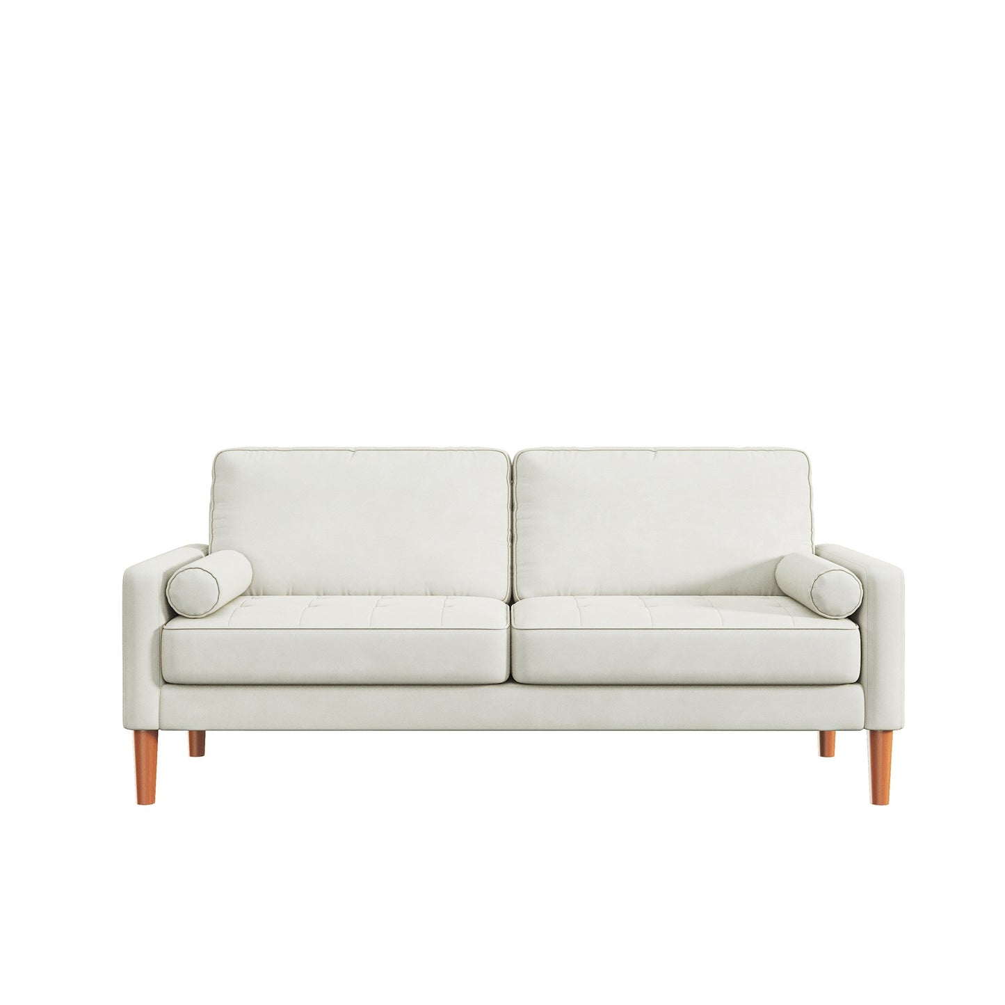 White 67.7 Upholstered 3-Seater Sofa with Tool-Free Assembly, High-Density Foam, and Solid Wood Frame