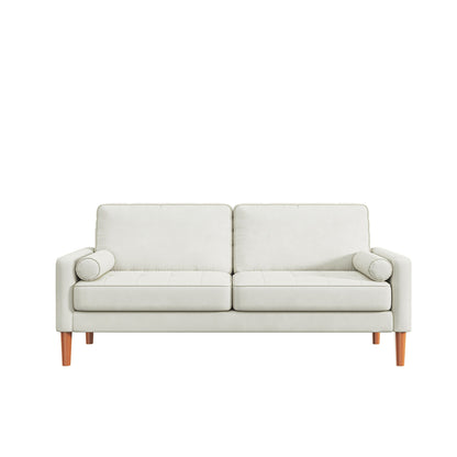 White 67.7 Upholstered 3-Seater Sofa with Tool-Free Assembly, High-Density Foam, and Solid Wood Frame
