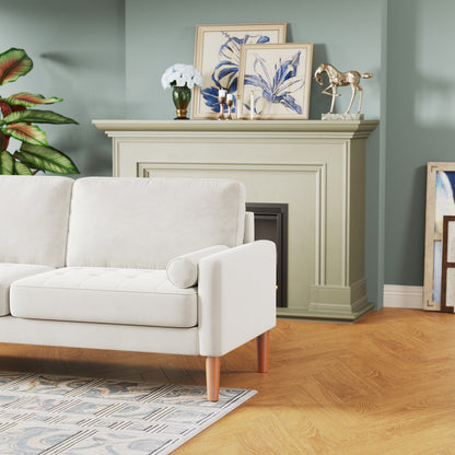 White 67.7 Upholstered 3-Seater Sofa with Tool-Free Assembly, High-Density Foam, and Solid Wood Frame