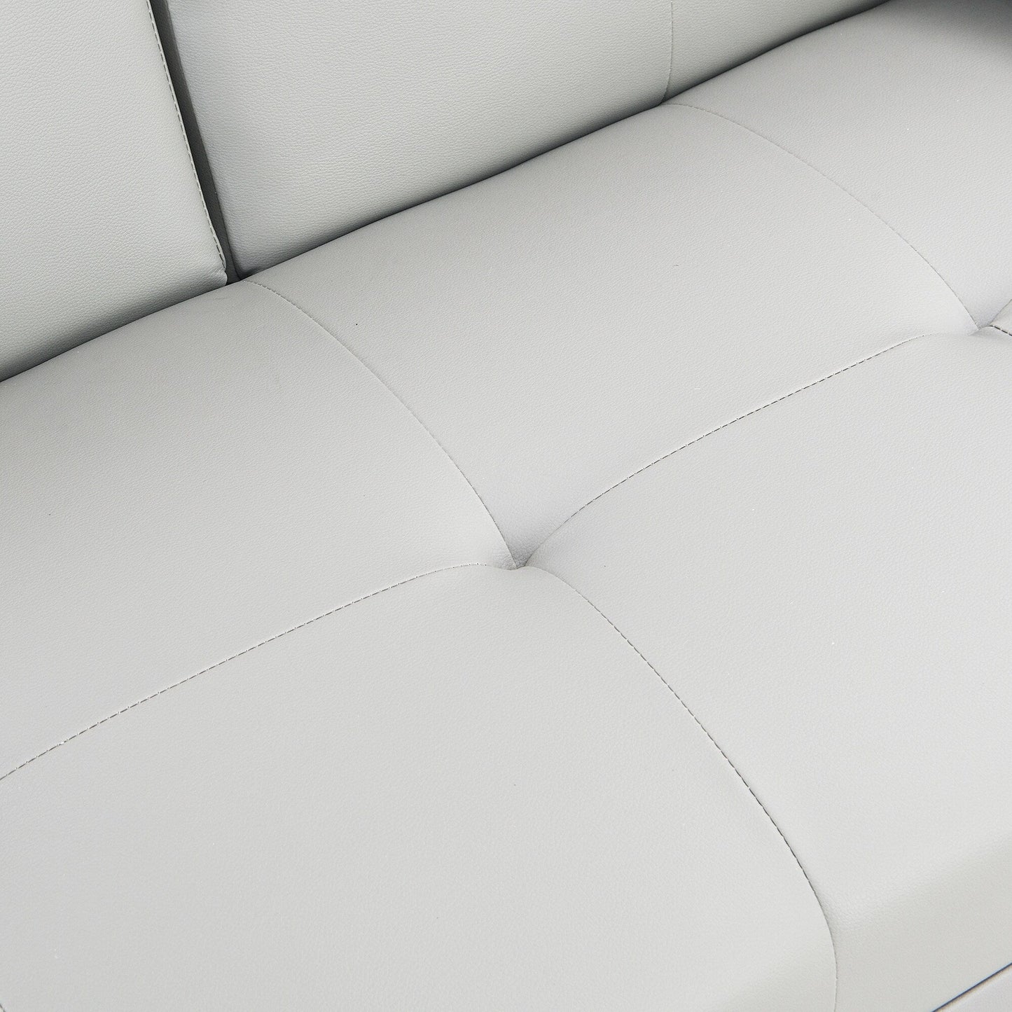 White 67 Faux Leather Loveseat Sofa Bed with 2 Cup Holder and Stainless Legs for Living Room