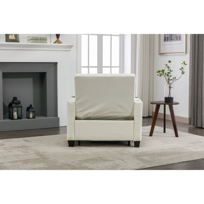 White 68.12 Faux Leather 3-in-1 Single Convertible Pull Out Sofa with USB Ports and Wear-resistantfor Living Room