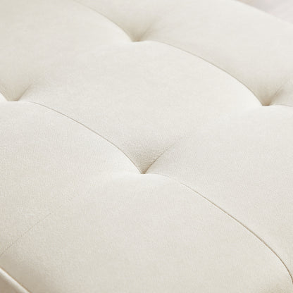 White 94.5 Linen L-Shaped Convertible Sofa with Right Chaise, Foam Cushions, and Storage Organizer