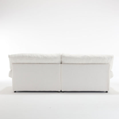 Weißes 96.46-Stoff-2-Sitzer-Sofa mit Knopfheftung, bequemer und stabiler Rahmen für Wohnungen und Wohnzimmer