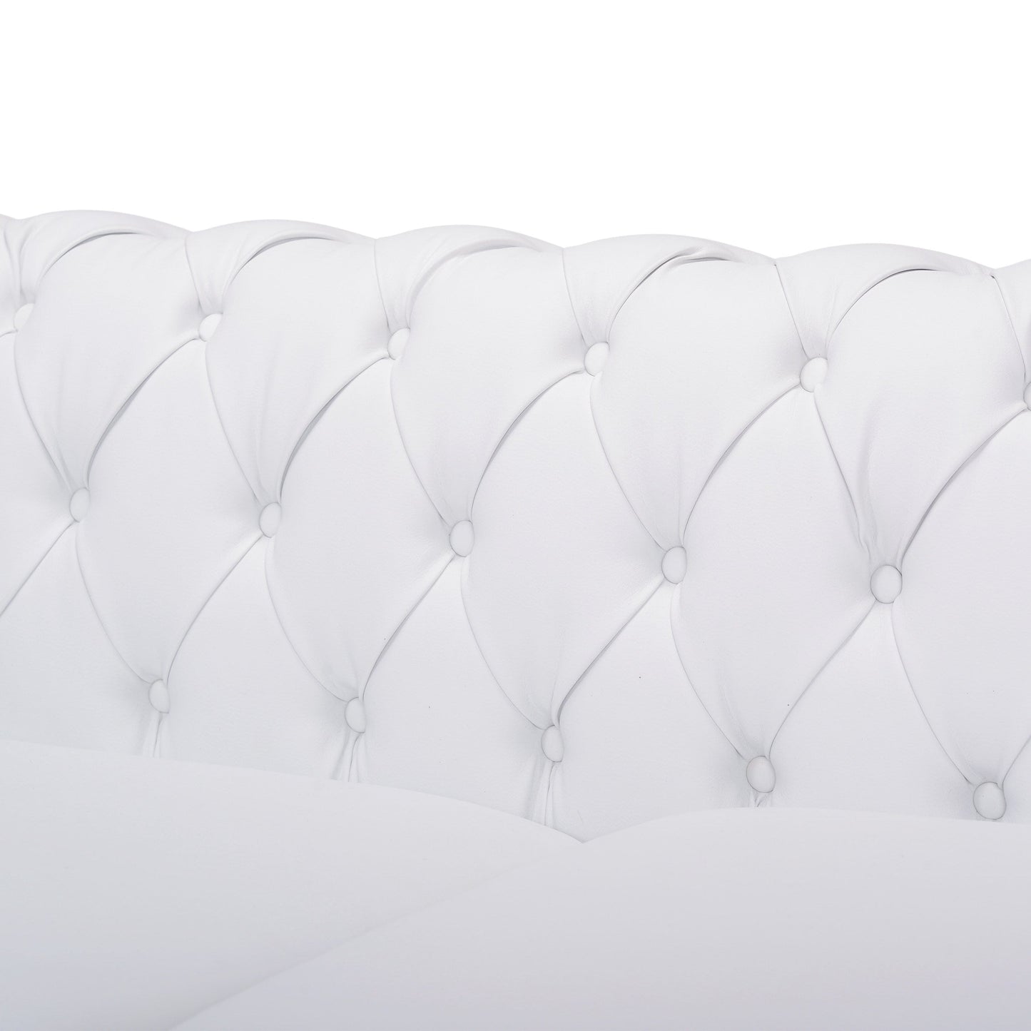 White Chesterfield 3-seater Sofa with Button Tufting and Nailheads