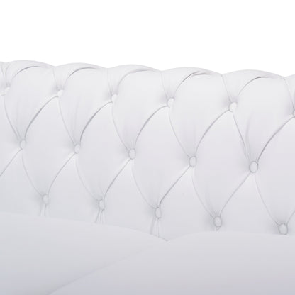 White Chesterfield 3-seater Sofa with Button Tufting and Nailheads