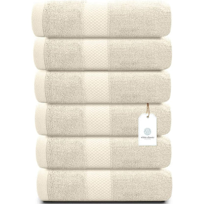 Weißes klassisches Luxus-Baumwollhandtuch 16x30 - 6er-Set