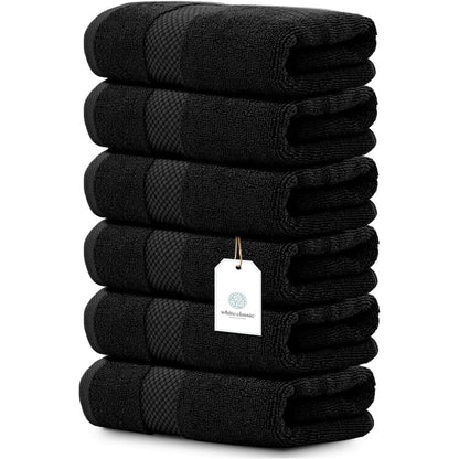 Weißes klassisches Luxus-Baumwollhandtuch 16x30 - 6er-Set